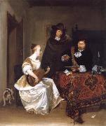 Gerard Ter Borch A Woman Playing a Theorbo to Two Men oil painting picture wholesale
